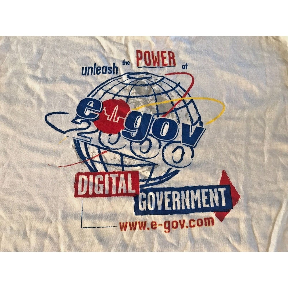 Vintage E-Gov.Com T Shirt Y2K Tech Size XXL 2XL Digital Government 2000